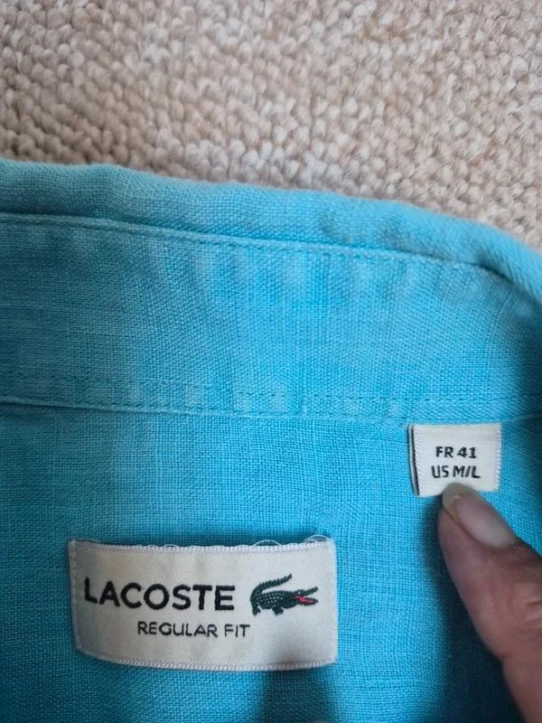 Lacoste Chemise Lin Bleu Turquoise FR 41 L – photo 12